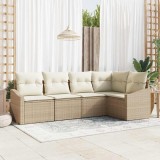 vidaXL Set de canapele pentru grădină 5 pcs Bej Rattan poli