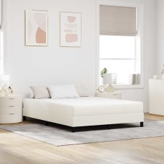 vidaXL Saltea de pat cu saltea Crem 140 x 200 cm țesătură