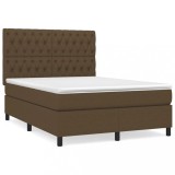 Cumpara ieftin Pat continental cu saltea, maro inchis, 140x200 cm, textil
