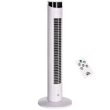 HOMCOM Ventilator Turn cu 3 Moduri și 3 Viteze cu Cronometru 12h, ABS și Ventilator de Podea cu Telecomandă, &Oslash;31.5x93 cm, Alb | Aosom Romania