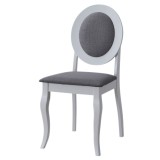 Scaun tapitat de living si bucatarie, KL Benson din lemn masiv, stofa,120 kg, 44.5x50.5x92 cm, alb gri
