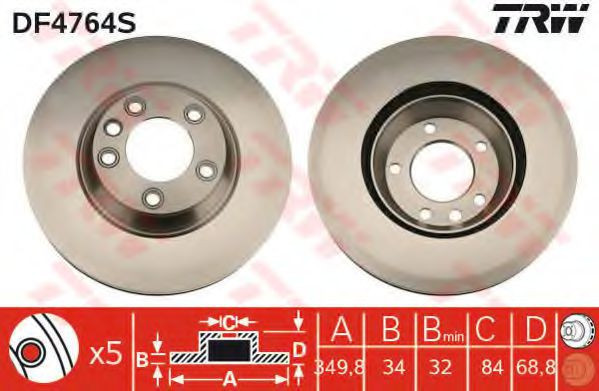 Disc frana PORSCHE CAYENNE (9PA, 955) (2002 - 2010) TRW DF4764S