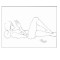 E33. Tablou, Nud culcat in stil minimalist, grafica tus, ne-inramat, 21 x 29 cm