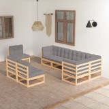 vidaXL Set mobilier de grădină cu perne, 8 piese, lemn masiv de pin 3076674