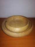 Pereche platou bol fructiera vas de servire lemn rotund handmade