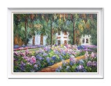 Cumpara ieftin Tablou celebru inramat pictat manual, Gradina din Giverny, 80x60cm ulei pe panza, reproducere Claude Monet