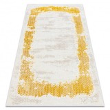 Covor CORE 004A Cadru, Umbrită - structural, două niveluri de l&acirc;nă, fildeș / aur, 160x220 cm, Dreptunghi, Lana