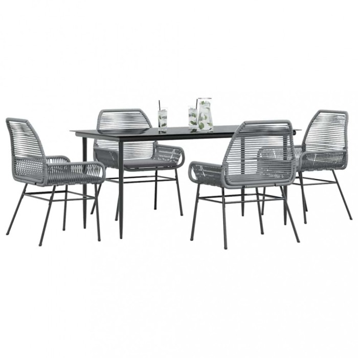 Gossi set de sufragerie de gradina 5 piese sticla poliratan gri