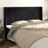 VidaXL Tăblie de pat cu aripioare, negru, 163x16x118/128 cm, catifea