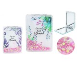 Cumpara ieftin Oglinda cosmetica, dimensiune mica, model glitter, efect marire, mesaj Cea mai buna Bunica