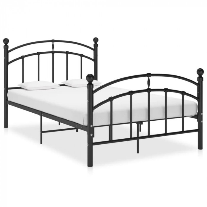 vidaXL Cadru de pat, negru, 120x200 cm, metal 324973