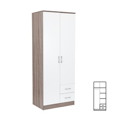 Dulap Miami 80x205 cm alb-stejar York foto