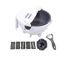 Razatoare manuala de legume cu bol si strecuratoare, 5 lame de taiere