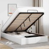 Cadru de pat otoman cu saltea alb 120x190 cm piele artificială