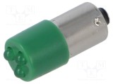 Lampă LED verde T10 BA9S 230V AC plastic CML INNOVATIVE TECHNOLOGIES