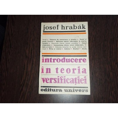 INTRODUCERE IN TEORIA VERSIFICATIEI - JOSEF HRABAK foto