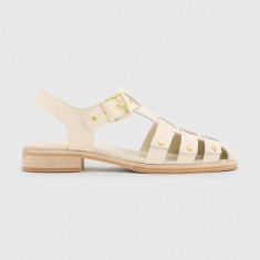 AllSaints sandale de piele Nelly Stud femei, culoarea bej, W028FA