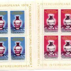 Romania 1976 Colab. cultural econ. intereuropeana 2 blocuri de 4 neuzate MNH