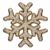Autocolant Decorativ Craciun, Fulg 3D, Bej Sampanie, 15x15cm, Glitter