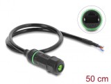 Cupla de retea RJ45 Cat.6 waterproof la fire deschise 0.5m, Delock 87181