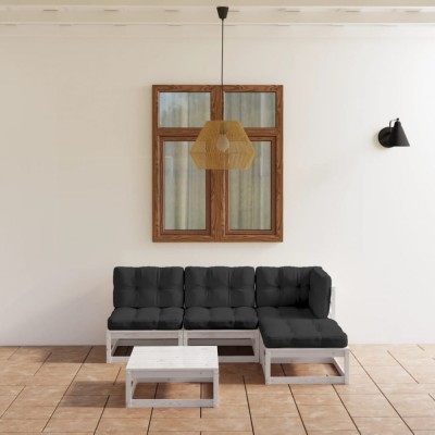 Gossi set mobilier de gradina cu perne, 5 piese, lemn masiv de pin foto
