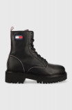 Cumpara ieftin Tommy Jeans bocanci Urban Tommy Jeans Piping Boot femei, culoarea negru, cu platforma