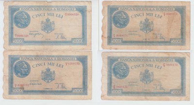 ROMANIA - LOT 5000 LEI 02.05+18.10 1944 + 5000 LEI 20.03+21.08 1945, B1.186 foto