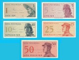 Indonezia SET 5x (p#90-94) 1+5+10+25+50 Sen 1964 UNC 'Voluntari'; (ROG CITITI DETALIILE!);