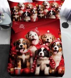 Cumpara ieftin Lenjerie Pat De Craciun O Persoana Snowlight Cr067, Bumbac, 4 Piese, Cu Elastic, Imprimeu