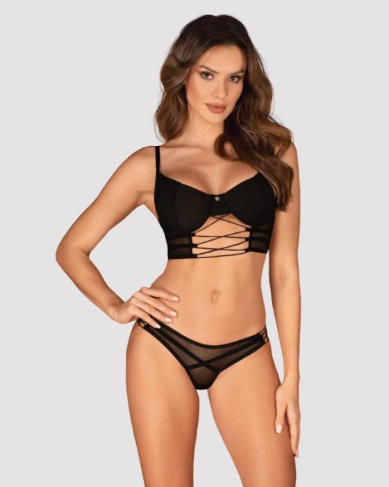 Set Lenjerie Sexy Roxelia, Negru, XS/S