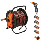 Furtun de gradina, 4 straturi, flexibil, ranforsat, 1/2, 30 m, tambur, cuple, adaptor, pistol stropit, Richmann Exclusive