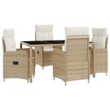 vidaXL Set dining pentru exterior cu pernă 5 pcs Bej și alb crem 3422340