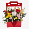 Aranjament floral premium cu flori criogenate si inima licheni , Cutie lemn rosie, Eventissimi&reg;