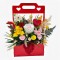 Aranjament floral premium cu flori criogenate si inima licheni , Cutie lemn rosie
