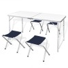 Set camping masă reglabilă &icirc;nălțime/4 scaune pliabile 120x60 cm