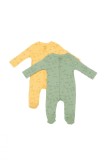 Cumpara ieftin Set 2 salopete lungi Printed, BabyCosy, 50% modal+50% bumbac, Lamaie/Verde (Marime: 3-6 Luni)