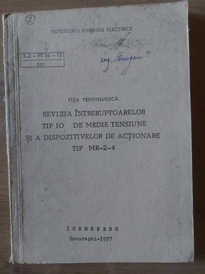 Revizia intreruptoarelor tip IO de medie tensiune si a dispozitivelor de actionare tip MR-2-4 foto