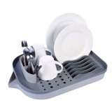 Scurgator de vase, din plastic si silicon, cu tava si suport tacamuri, dimensiuni 47.50 x 32.50 x 12 cm, gri