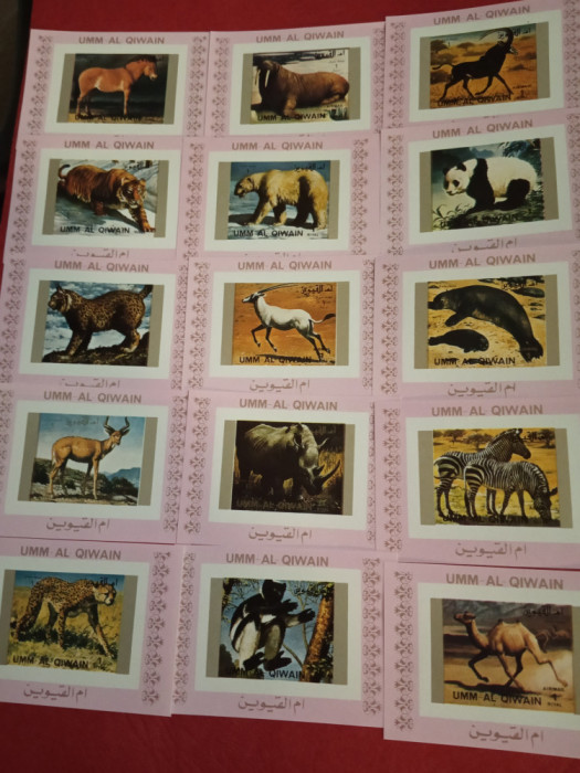 UMM AL QIWAIN, FAUNA - 15 MINICOLIȚE MNH IMPERF.