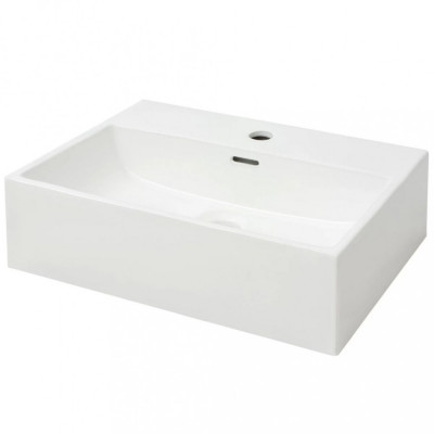 Chiuvetă baie, orificiu robinet, alb, 51,5x38,5x15 cm, ceramică foto