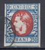 ROMANIA 1869 LP 29 b REGELE CAROL I CU FAVORITI VALOAREA 50 BANI STAMPILAT