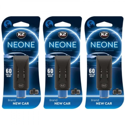 Pachet 3 x Odorizant auto grila ventilatie Puf-Puf K2 Neone New Car (Unisex) foto