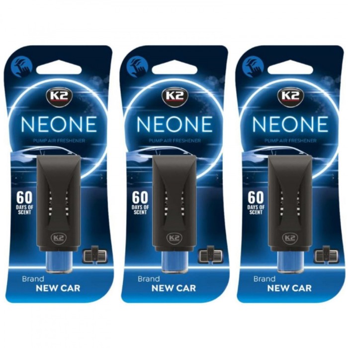 Pachet 3 x Odorizant auto grila ventilatie Puf-Puf K2 Neone New Car (Unisex)