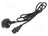 Cablu 3x0,75mm&sup2; BS 1363 IEC C13 mamă PVC 1,8m negru POS