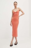 Roxy rochie Wavey Lady culoarea portocaliu, midi, mulată, ERJKD03469