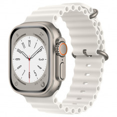 Curea pentru Apple Watch 1/2/3/4/5/6/7/8/SE/SE 2/Ultra (42/44/45/49mm) - Techsuit Watchband (W038) - White foto