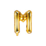 Balon Folie Litera M Auriu, 35 cm, Partydeco