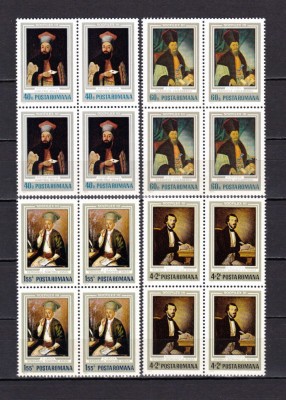 ✅RO 1973 , LP 826 ,&amp;quot;Expo. filatelica Socfilex III - Tablouri , portrete &amp;quot;-serie in bloc de 4 ,MNH foto