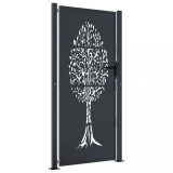 Cumpara ieftin Poarta pentru gradina, antracit, 105x205 cm, otel, design copac