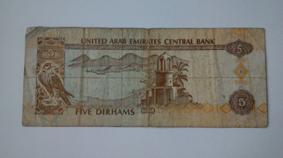 BANCNOTA Emiratele arabe unite 5 DIHRAMS 1995 foto